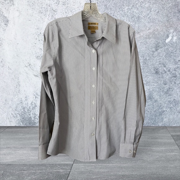 Investments Gold Plated Button Down, Pin Striped Blouse. EUC - Picture 1 of 4